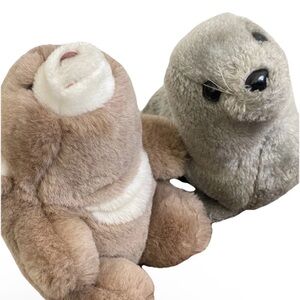 Vintage Plush Bundle Gund Teddy Bear & Dakin Seal Stuffed Animals